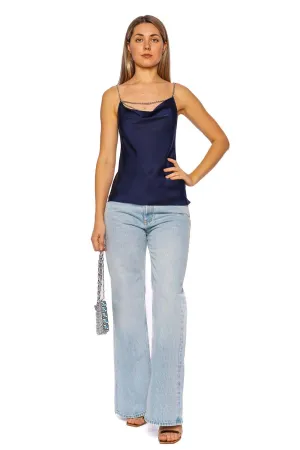 Navy Chain Detailed Cami Top
