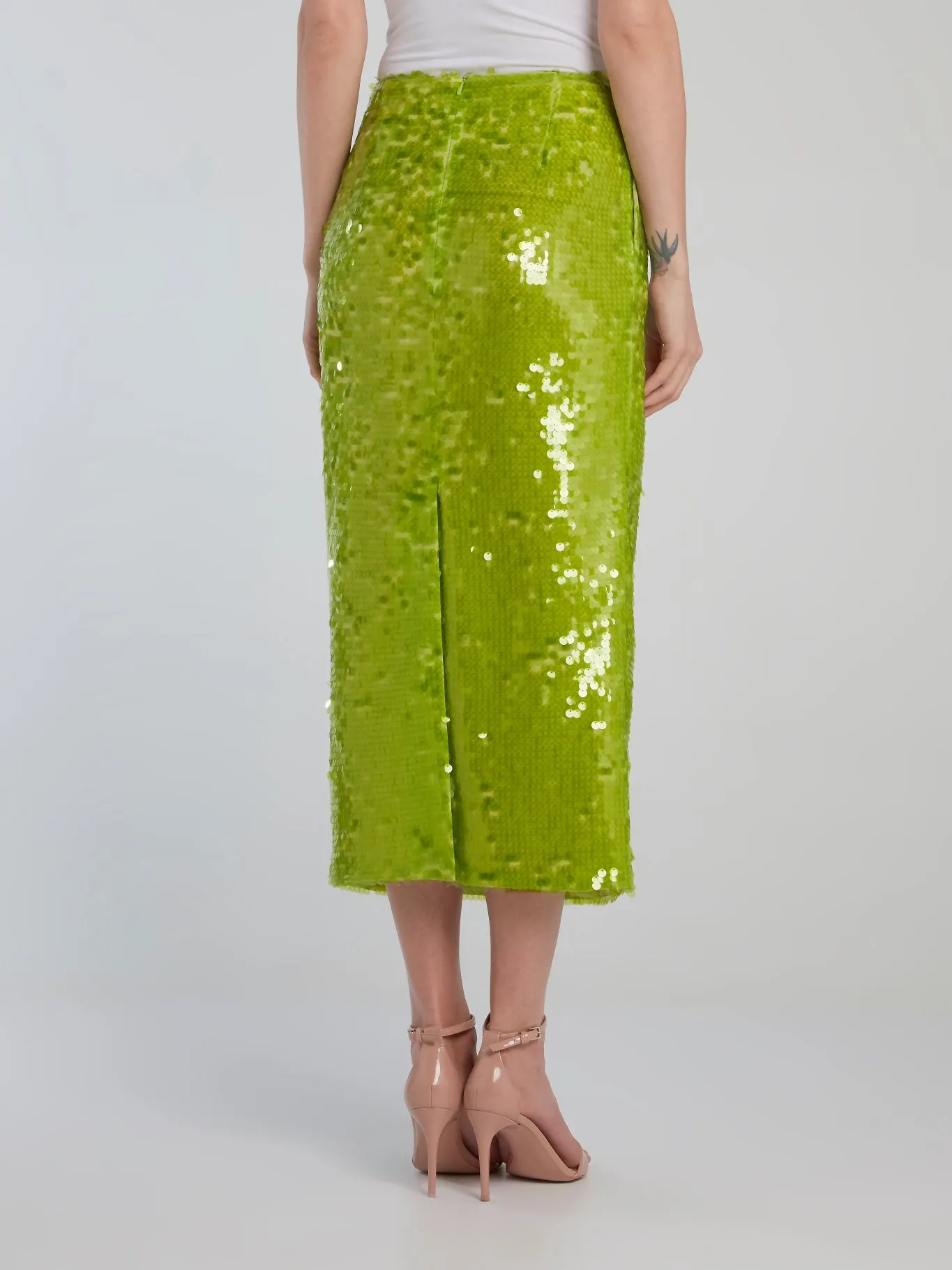 Neon Green Sequin Pencil Skirt
