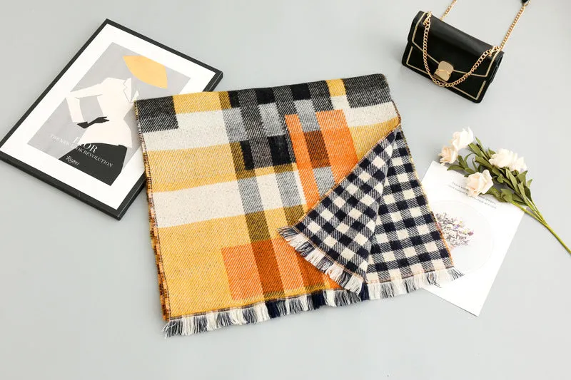 New 2020 Fashion Winter  Plaid tassel scarves  acrylic Pashmina Foulard Lady  Thick Soft cashmere Bufanda Shawls Wraps