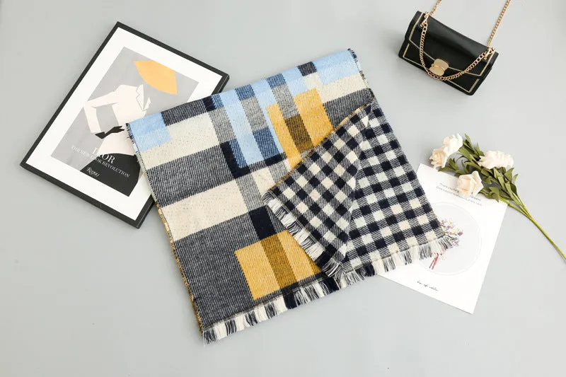 New 2020 Fashion Winter  Plaid tassel scarves  acrylic Pashmina Foulard Lady  Thick Soft cashmere Bufanda Shawls Wraps