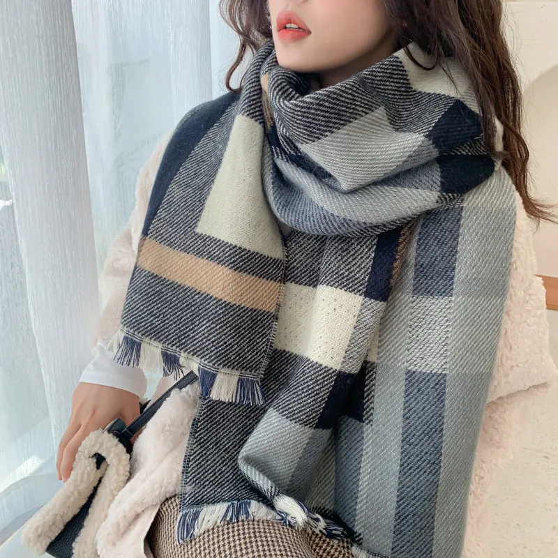 New 2020 Fashion Winter  Plaid tassel scarves  acrylic Pashmina Foulard Lady  Thick Soft cashmere Bufanda Shawls Wraps