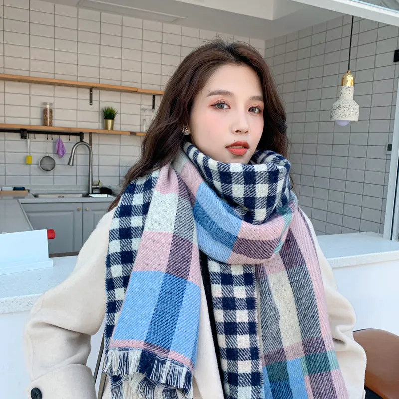 New 2020 Fashion Winter  Plaid tassel scarves  acrylic Pashmina Foulard Lady  Thick Soft cashmere Bufanda Shawls Wraps