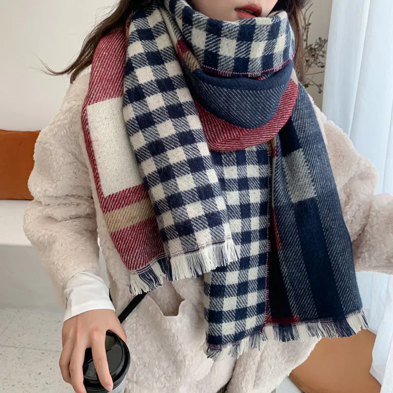 New 2020 Fashion Winter  Plaid tassel scarves  acrylic Pashmina Foulard Lady  Thick Soft cashmere Bufanda Shawls Wraps