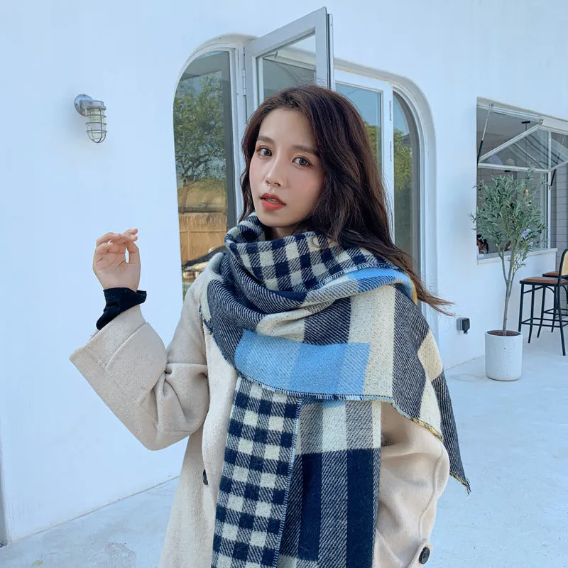 New 2020 Fashion Winter  Plaid tassel scarves  acrylic Pashmina Foulard Lady  Thick Soft cashmere Bufanda Shawls Wraps