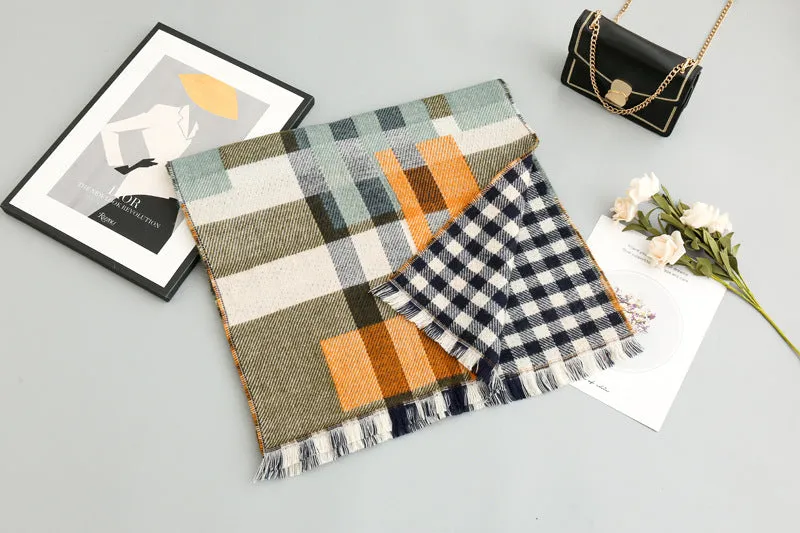 New 2020 Fashion Winter  Plaid tassel scarves  acrylic Pashmina Foulard Lady  Thick Soft cashmere Bufanda Shawls Wraps