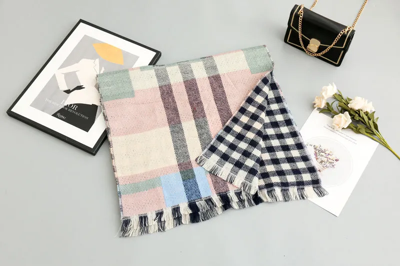 New 2020 Fashion Winter  Plaid tassel scarves  acrylic Pashmina Foulard Lady  Thick Soft cashmere Bufanda Shawls Wraps