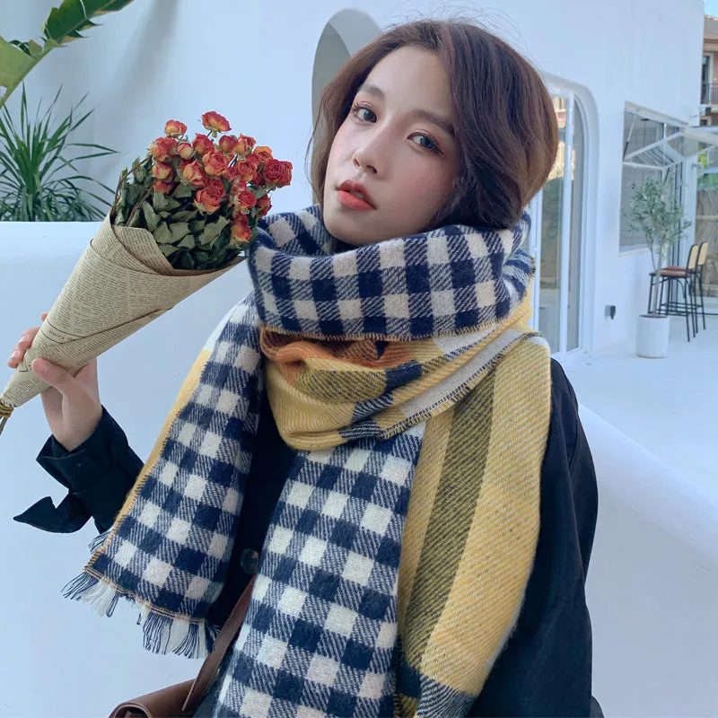 New 2020 Fashion Winter  Plaid tassel scarves  acrylic Pashmina Foulard Lady  Thick Soft cashmere Bufanda Shawls Wraps