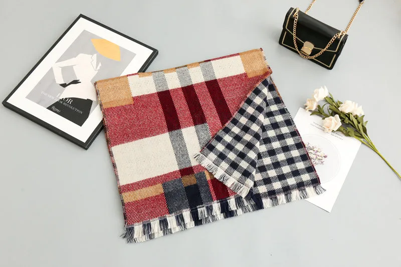 New 2020 Fashion Winter  Plaid tassel scarves  acrylic Pashmina Foulard Lady  Thick Soft cashmere Bufanda Shawls Wraps