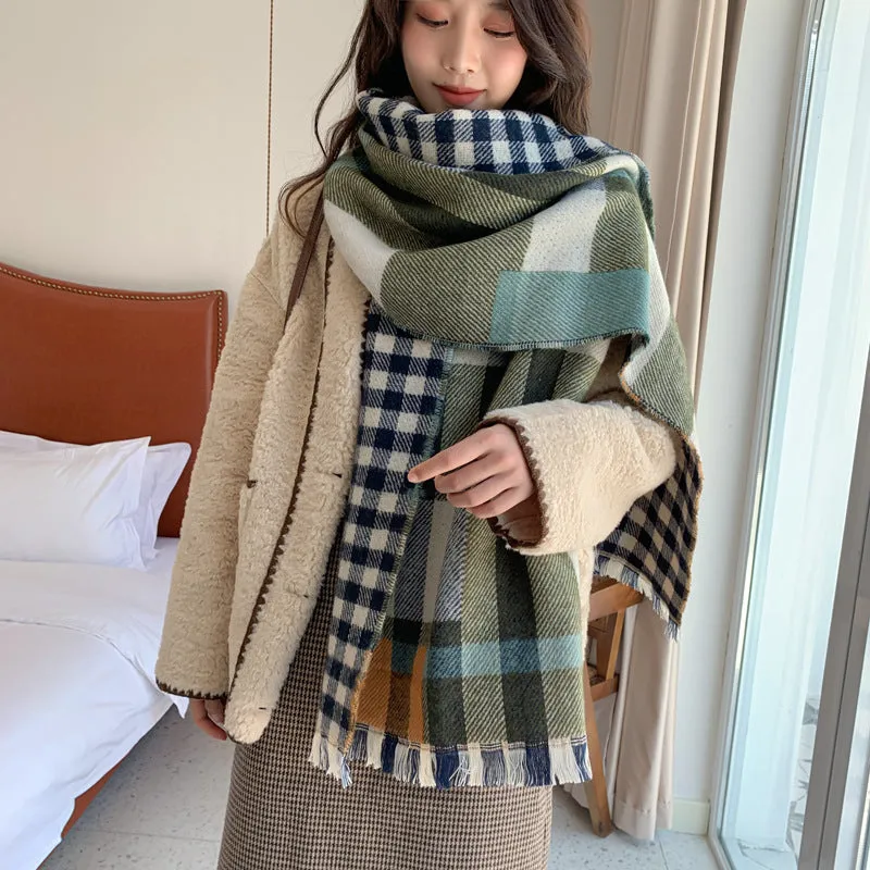 New 2020 Fashion Winter  Plaid tassel scarves  acrylic Pashmina Foulard Lady  Thick Soft cashmere Bufanda Shawls Wraps