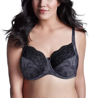 New in Package! Wonderbra Women's Printed Full Support Underwire Lace Top Cup Bra in Private Jet/Black, Sz 38C!