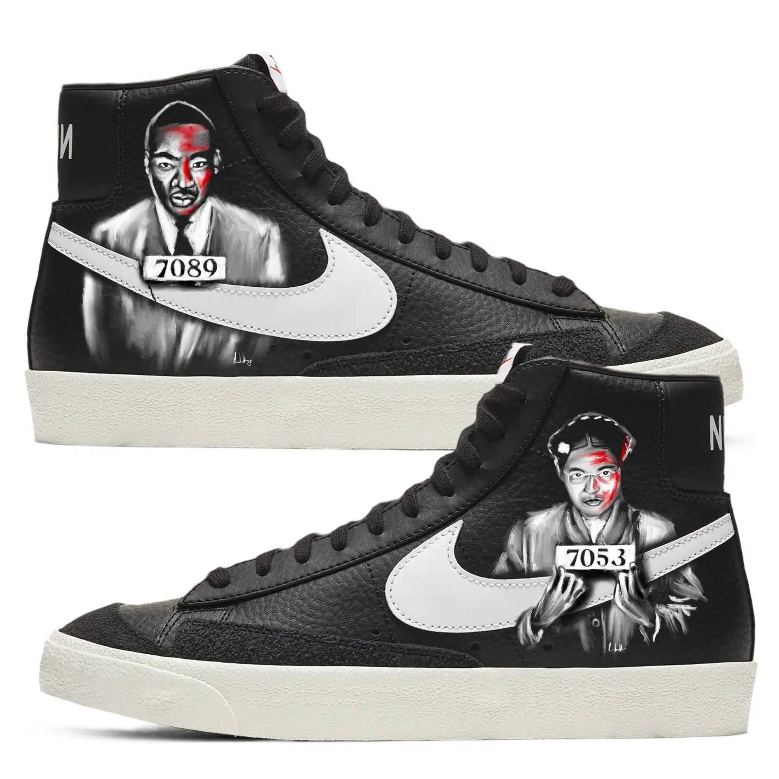 Nike Blazer Mid Sneakers | Black and White | "Mugshot"