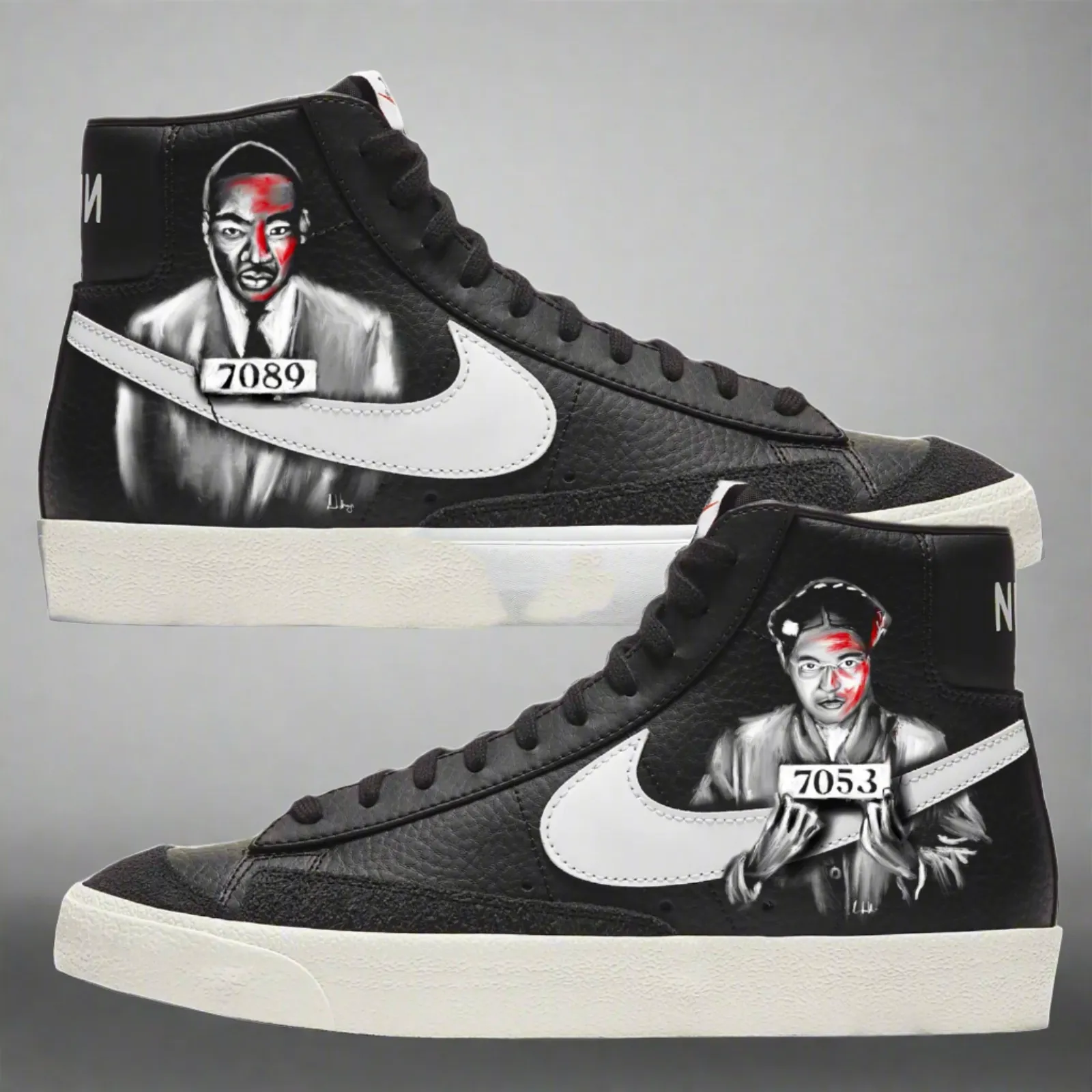 Nike Blazer Mid Sneakers | Black and White | "Mugshot"