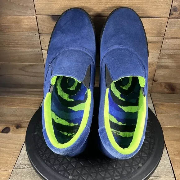 Nike Mens Size 12 SB Zoom Verona Slip Leo Blue Neon Green Casual Skate Sneakers