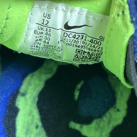 Nike Mens Size 12 SB Zoom Verona Slip Leo Blue Neon Green Casual Skate Sneakers