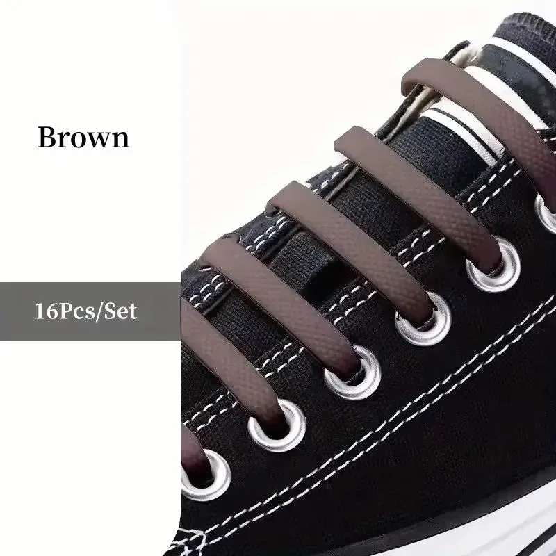 No-Tie FlexiShoelaces 16pcs for Sneakers & Sports