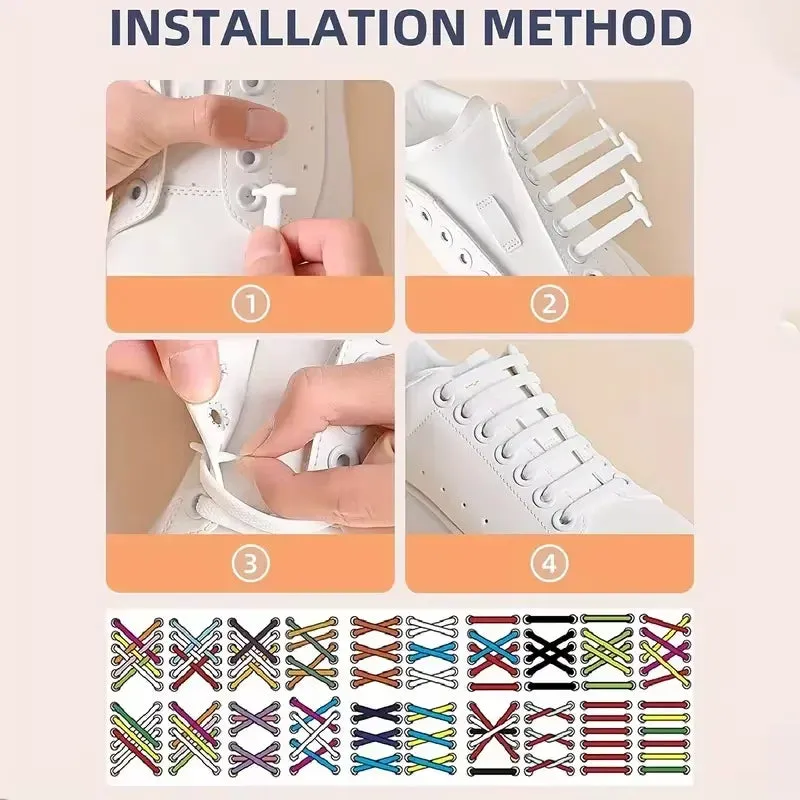 No-Tie FlexiShoelaces 16pcs for Sneakers & Sports