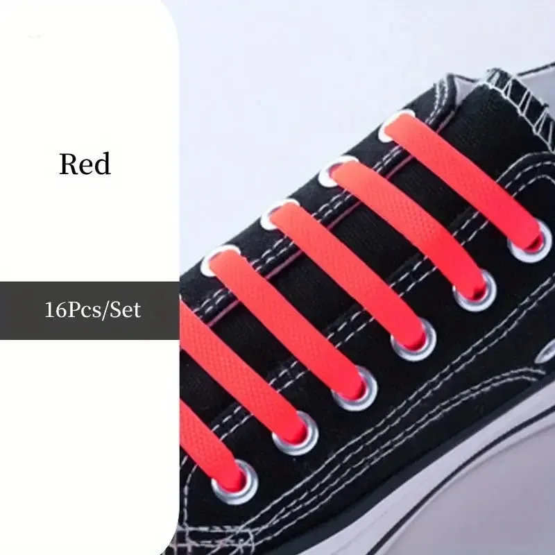 No-Tie FlexiShoelaces 16pcs for Sneakers & Sports