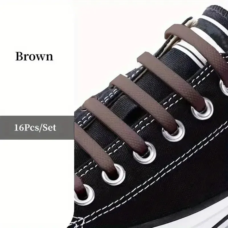 No-Tie FlexiShoelaces 16pcs for Sneakers & Sports