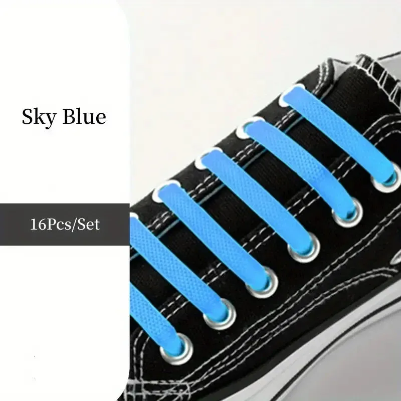 No-Tie FlexiShoelaces 16pcs for Sneakers & Sports