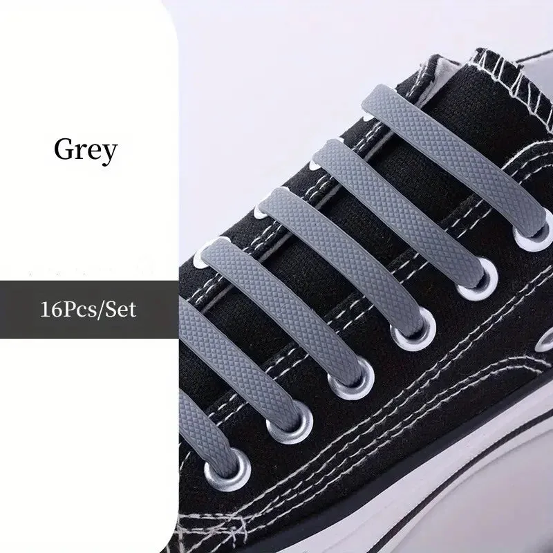 No-Tie FlexiShoelaces 16pcs for Sneakers & Sports