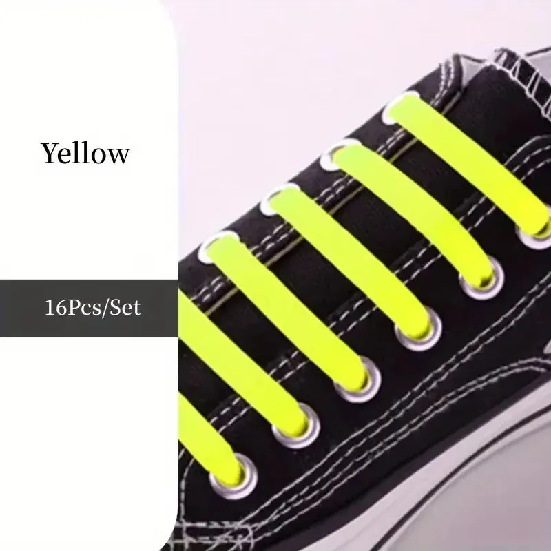 No-Tie FlexiShoelaces 16pcs for Sneakers & Sports