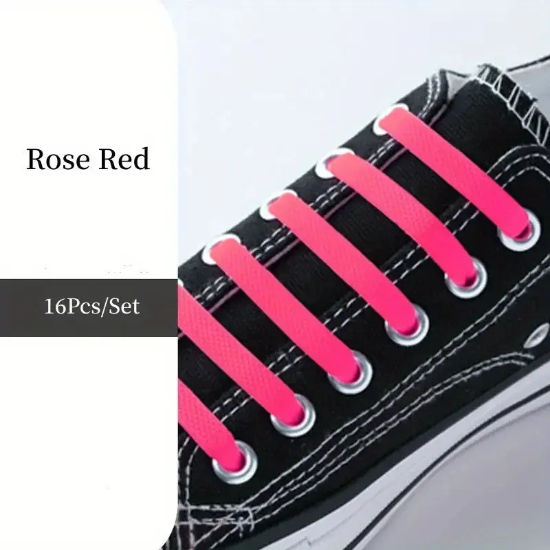 No-Tie FlexiShoelaces 16pcs for Sneakers & Sports