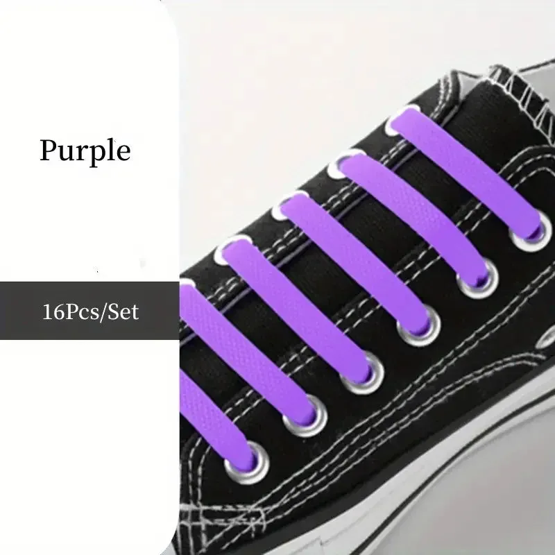 No-Tie FlexiShoelaces 16pcs for Sneakers & Sports