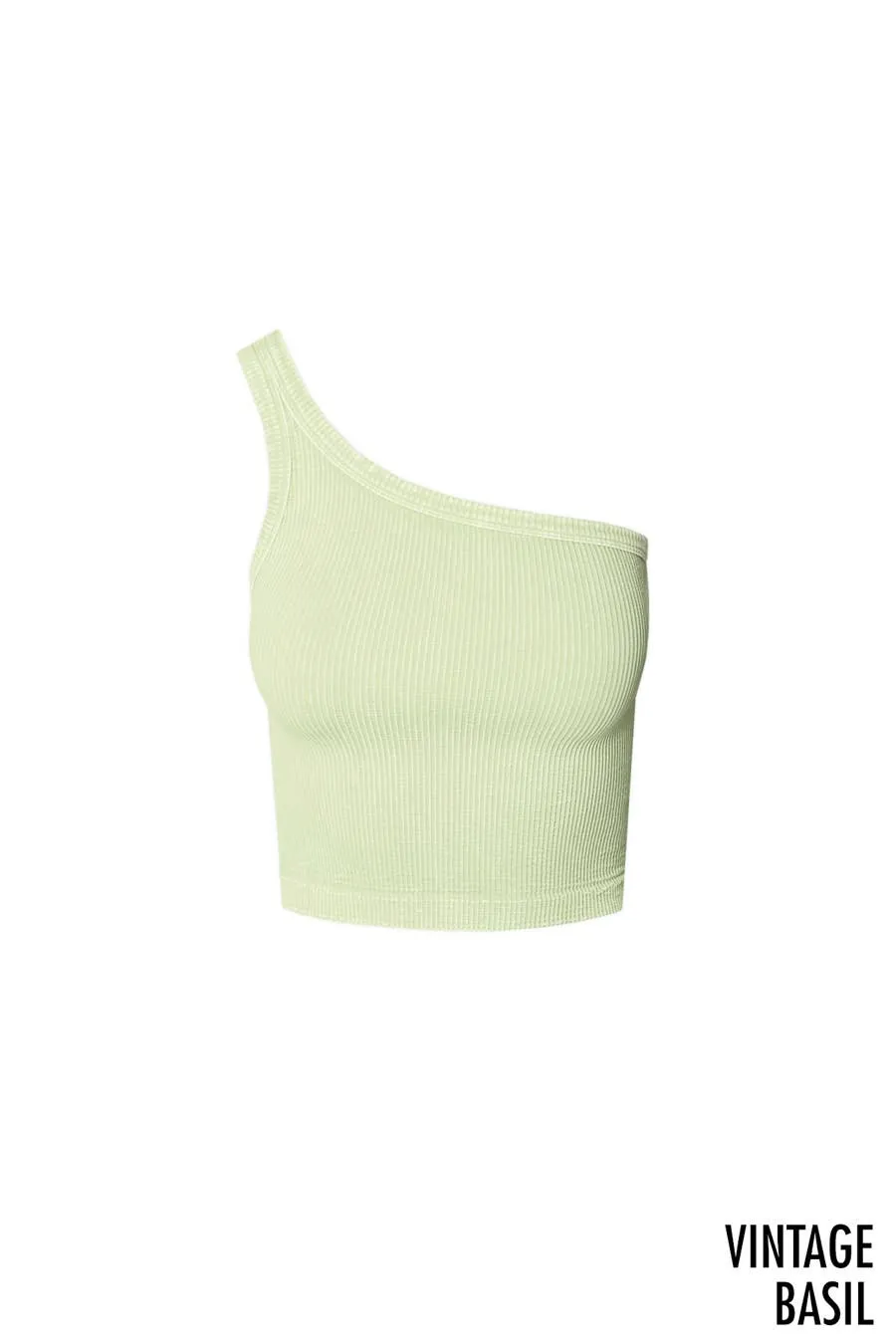 NS7834 - Vintage One Shoulder Crop Top: VT Cool Grey