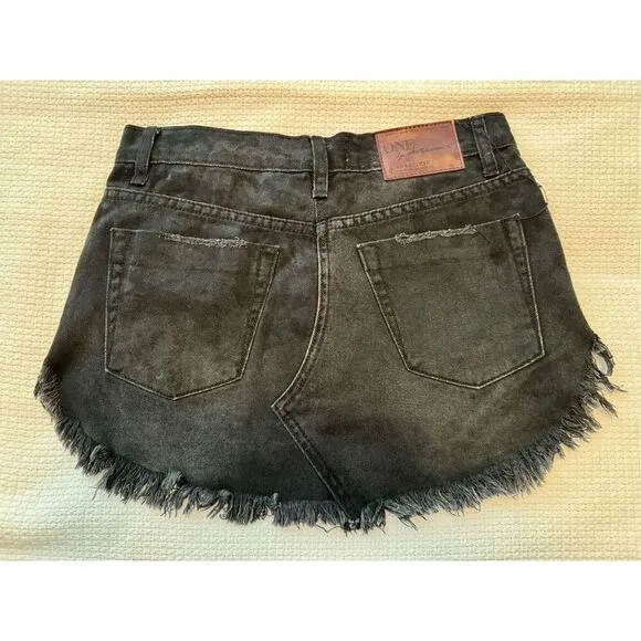 NWOT One teaspoon Junkyard Black Fringed Denim Mini Skirt