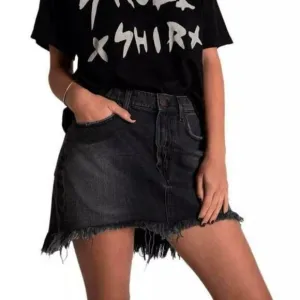 NWOT One teaspoon Junkyard Black Fringed Denim Mini Skirt