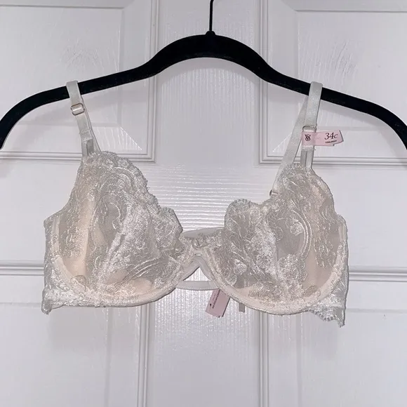 NWT VS Wicked Unlined Boho Floral Embroidery Balconette Bra with Matching Panty