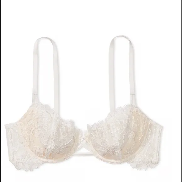 NWT VS Wicked Unlined Boho Floral Embroidery Balconette Bra with Matching Panty