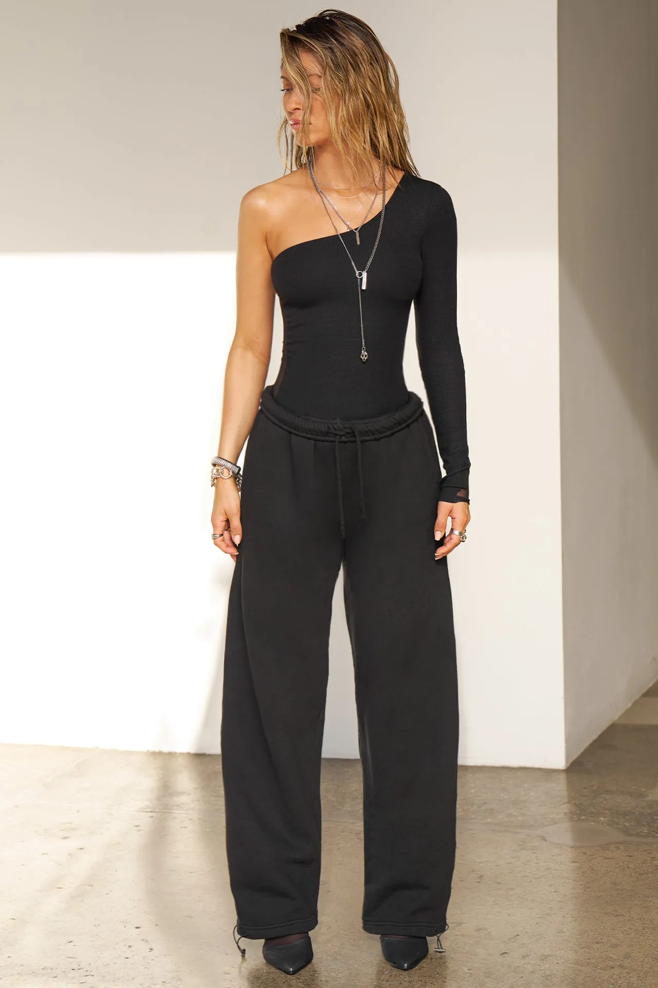 One Shoulder Long Sleeve
