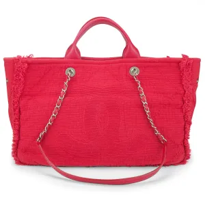 Oversized Logo Large Shopping Tote Bag in Fuschia Jersey