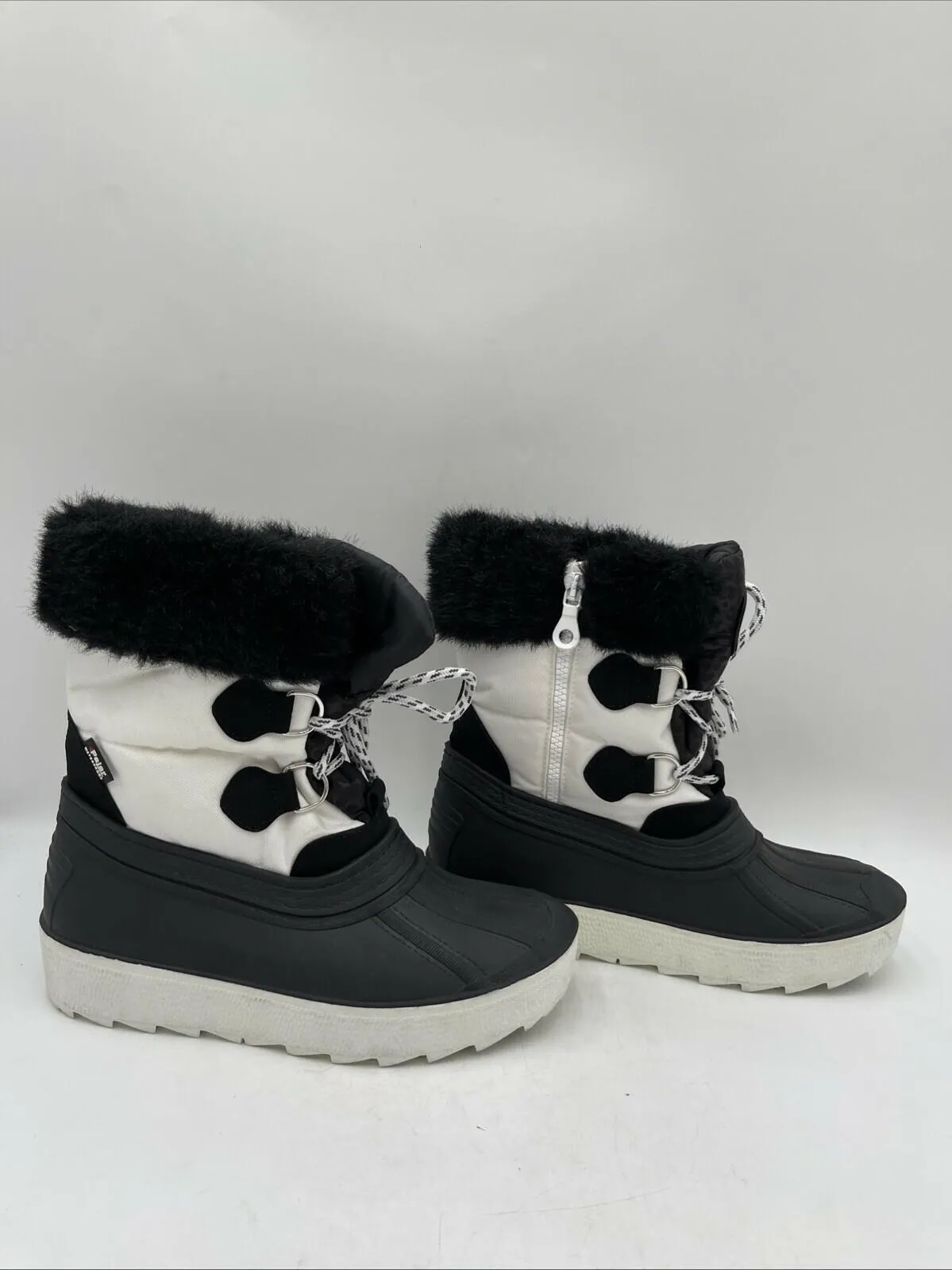 Pajar Canada Black/White Lace Up/Zip Insulated Waterproof Snow Boots Women’s 7 - Very Good