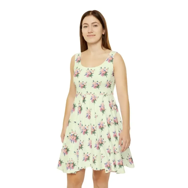 Pastel Delicate Flower Skater Dress for Ultimate Glam