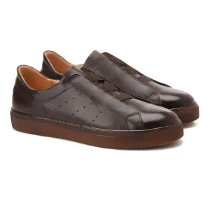 PATINA Slip-On Leather Sneakers Men 200-89-BRN