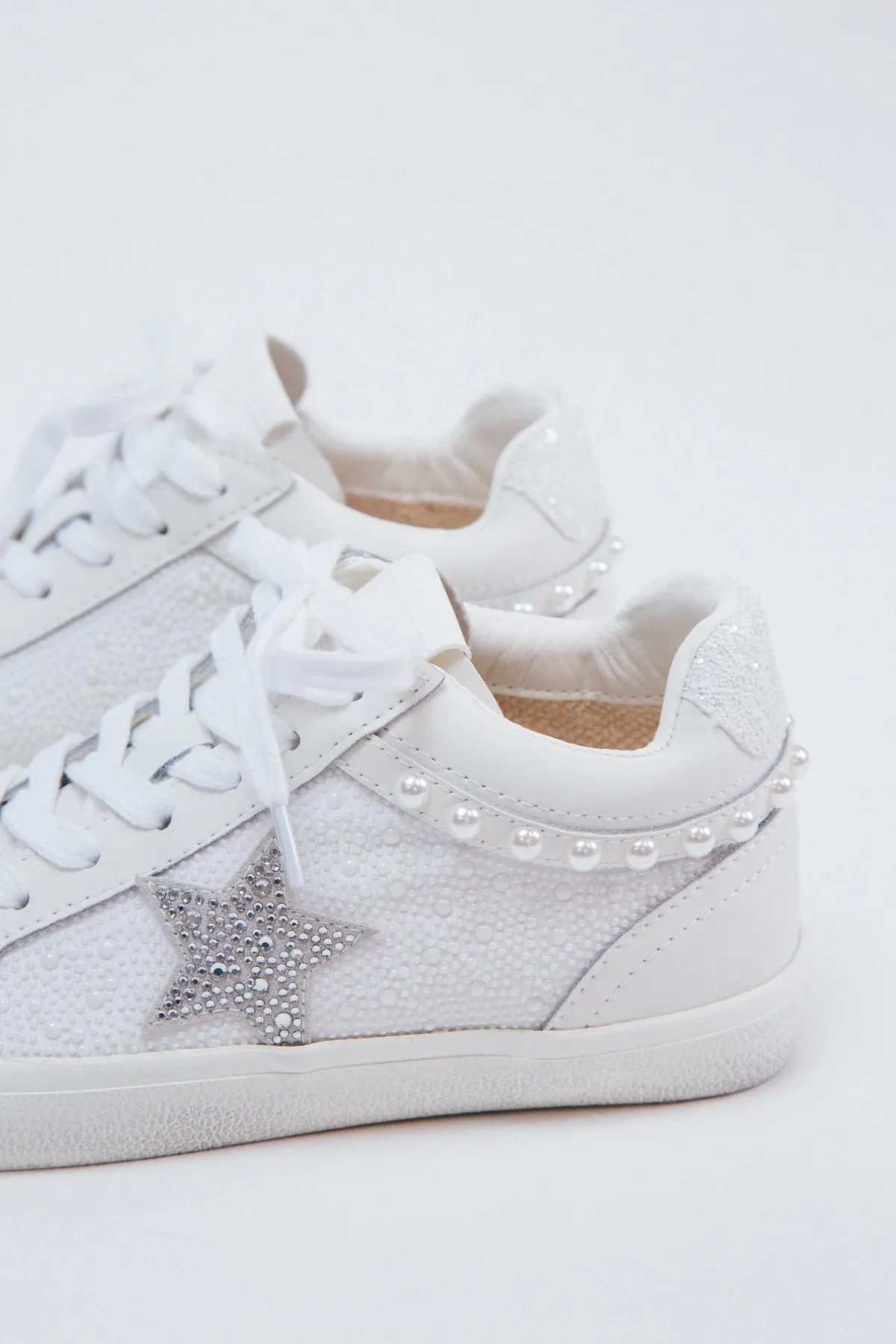 Perscila White Pearl Mid Top Sneakers