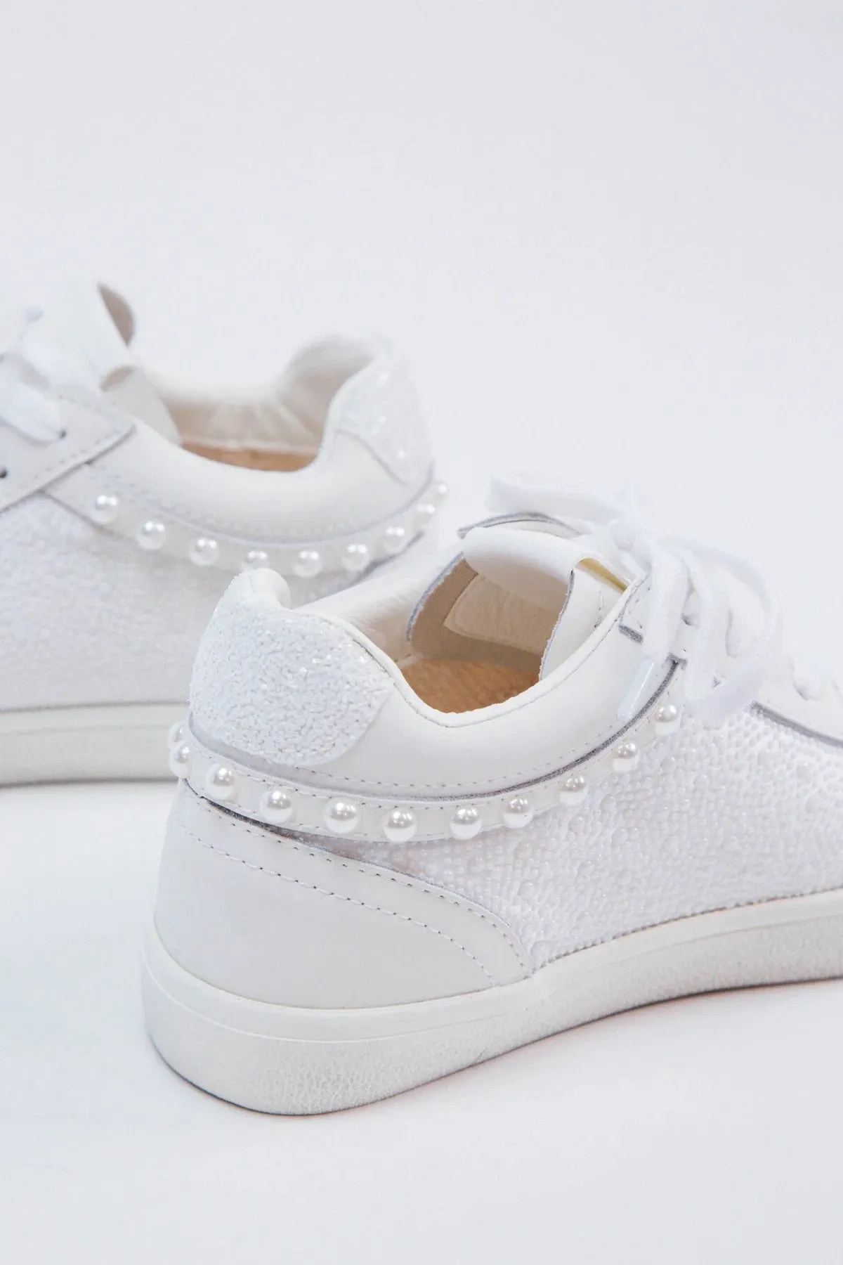 Perscila White Pearl Mid Top Sneakers