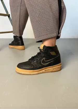 Peterson Stoop Nike Air Jordan 1 Black Tan Leather with Straight Sole