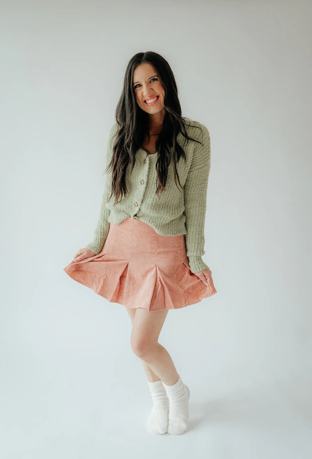 Peyton Pleated Cord Skirt
