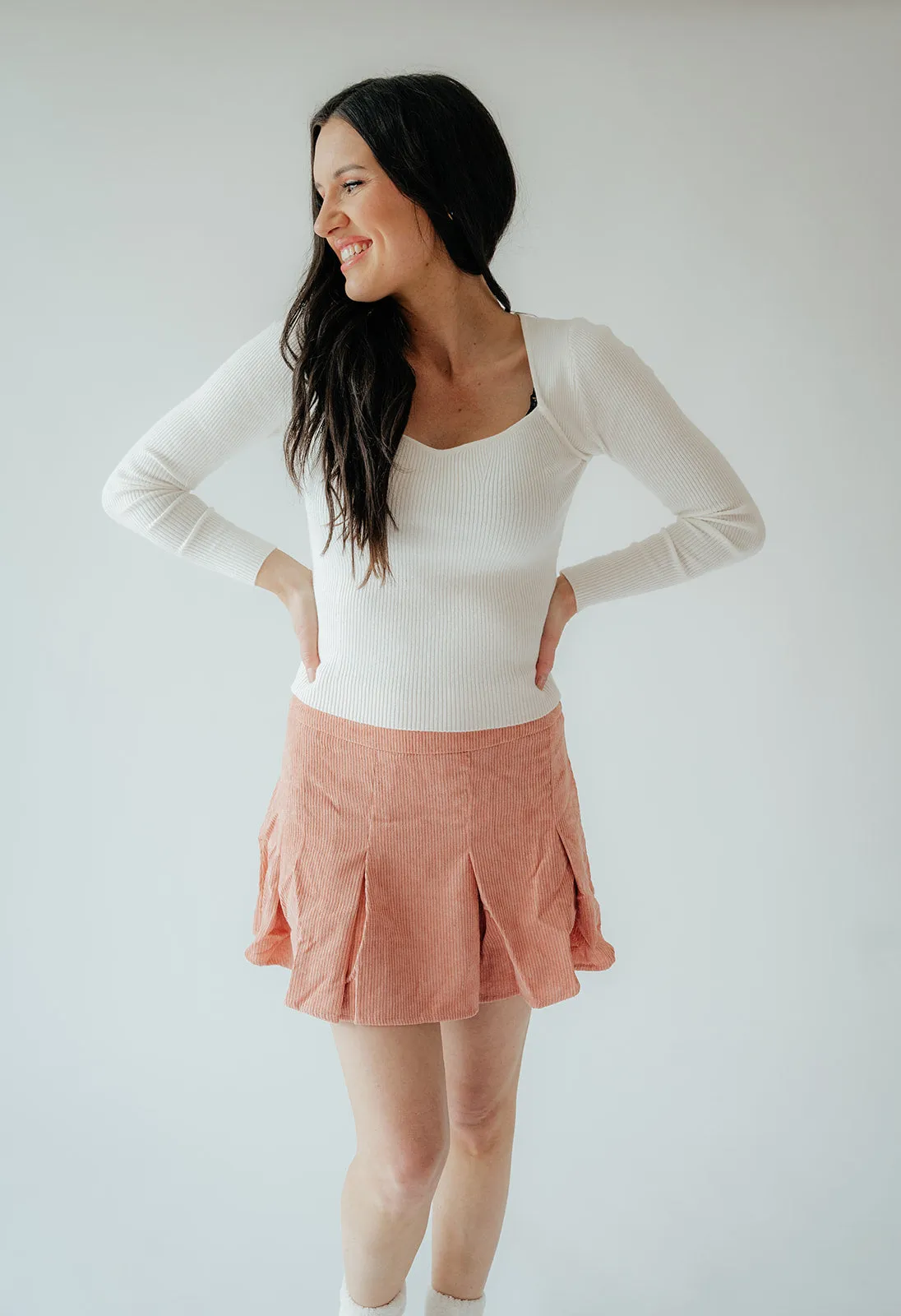 Peyton Pleated Cord Skirt