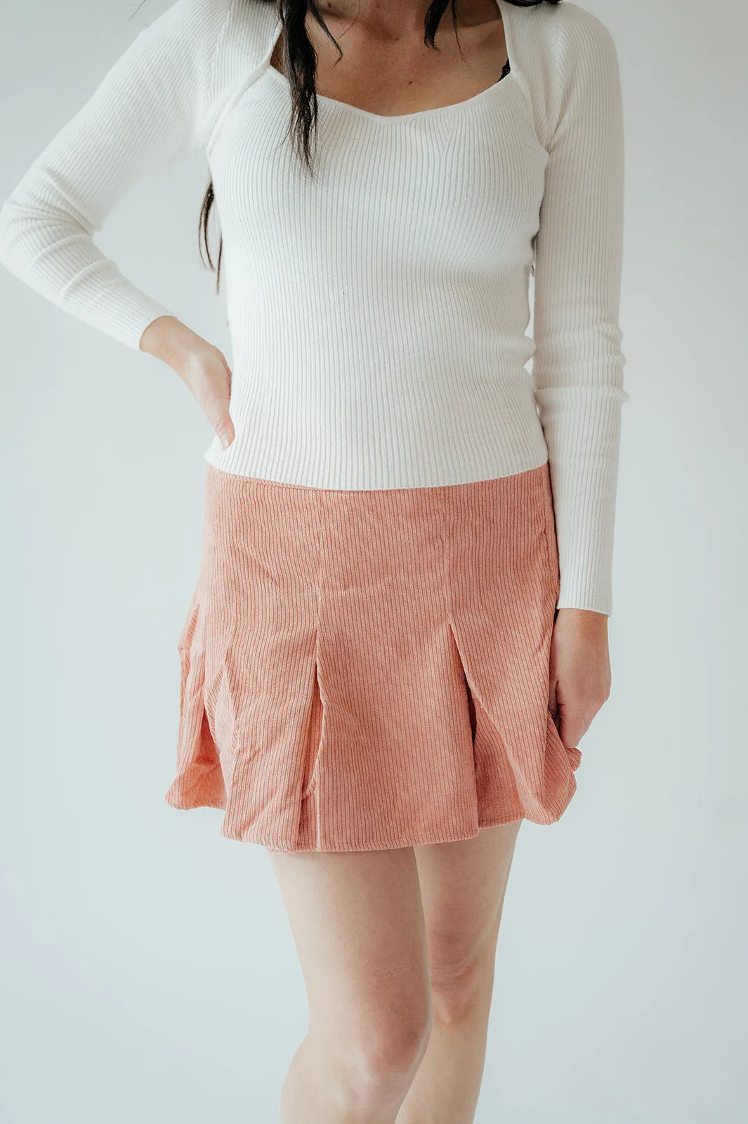 Peyton Pleated Cord Skirt