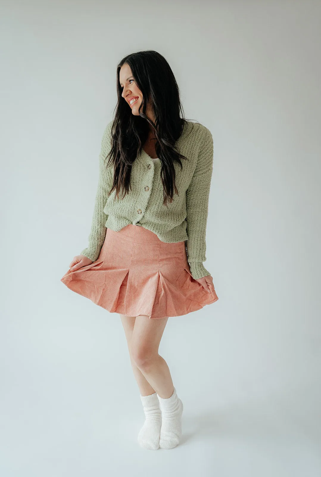 Peyton Pleated Cord Skirt