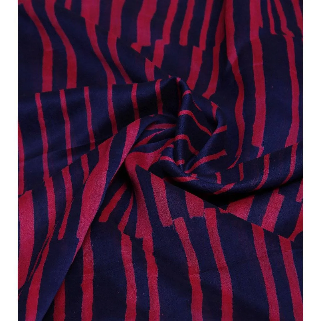Pink & Blue Block Printed Cotton Silk Dupatta