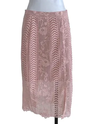 Pink Floral Lace Pencil Skirt