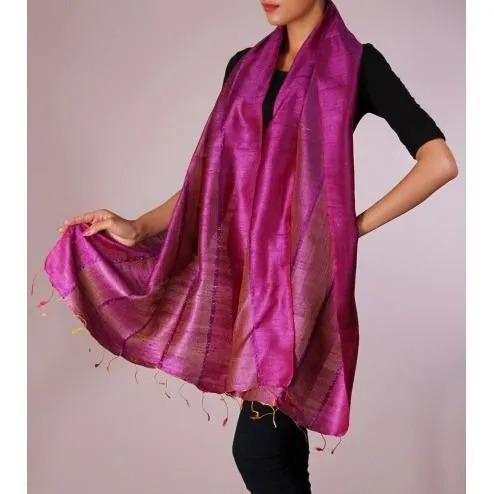 Pink Handwoven Raw Silk Stole