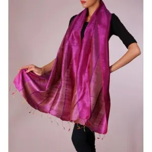 Pink Handwoven Raw Silk Stole
