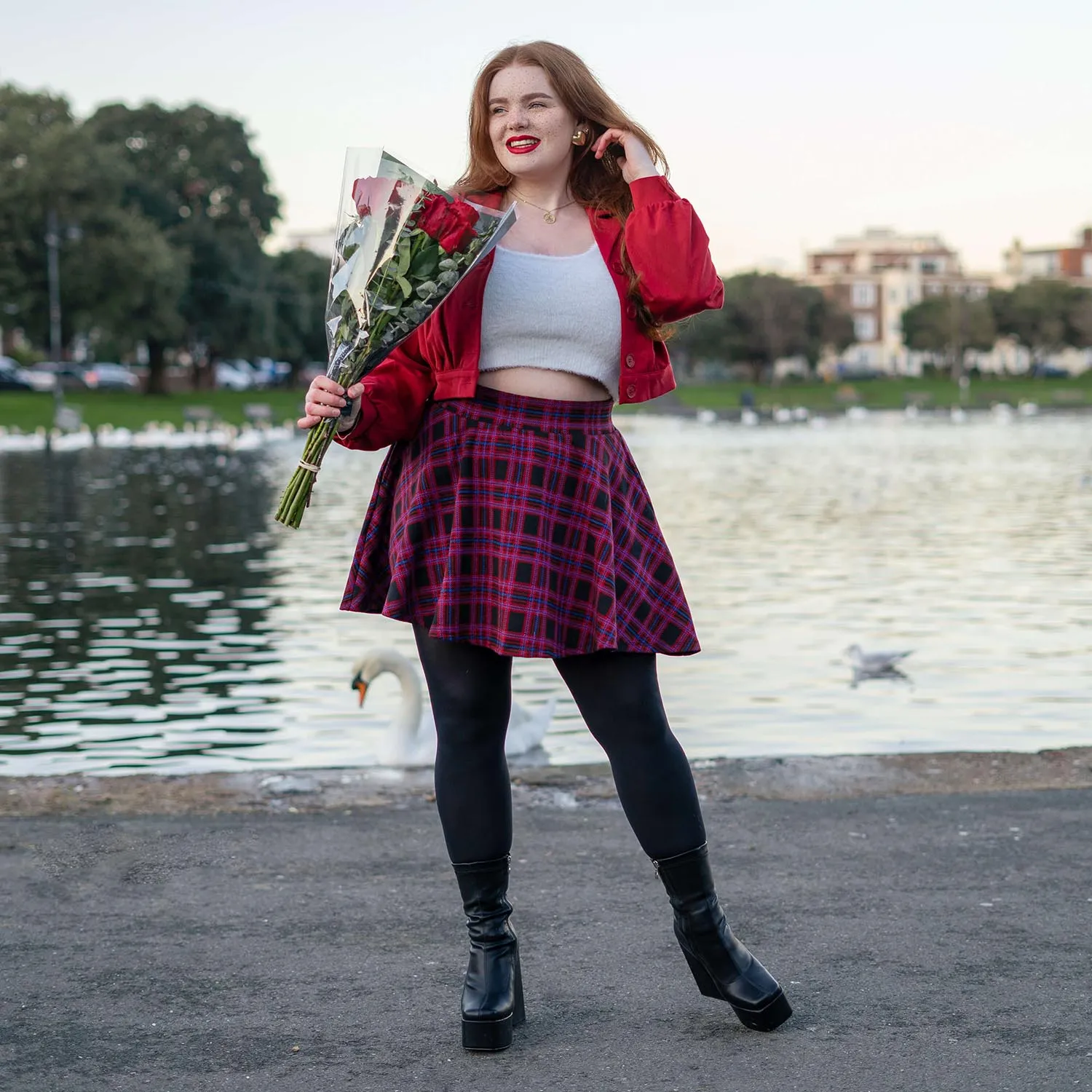 Plaid Mini-Flare Skirt - Ember (V2)