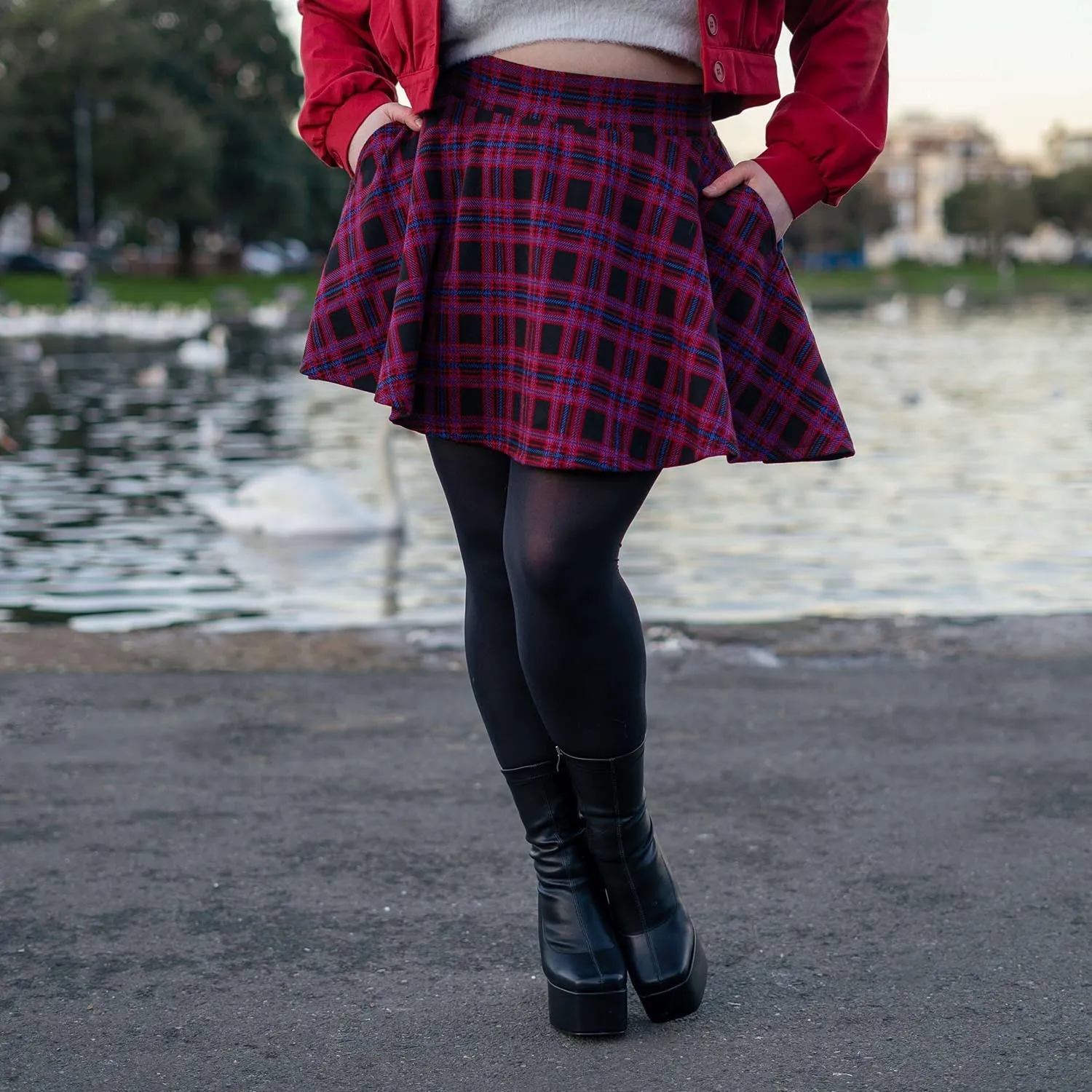 Plaid Mini-Flare Skirt - Ember (V2)